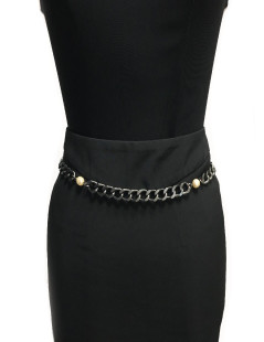  CHANEL ruthenium chain and pearly beads belt-necklace