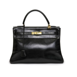  Kelly 32 HERMES Vintage box noir