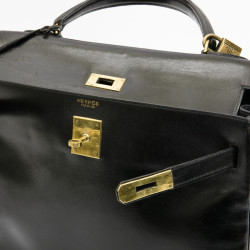  Kelly 32 HERMES Vintage box noir