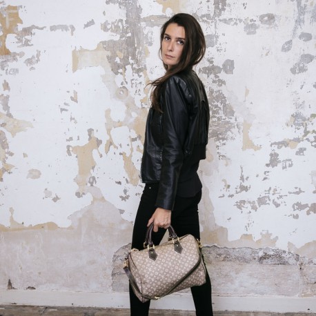 Louis Vuitton Woman Handbag Speedy 30 Beige Fabric For Sale at