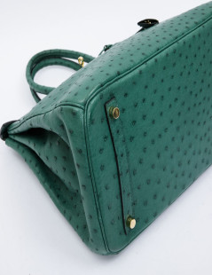 Birkin 35 HERMES en autruche vert