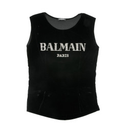 Pull BALMAIN en velours stretch noir