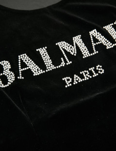 Pull BALMAIN en velours stretch noir