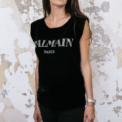 Pull BALMAIN en velours stretch noir