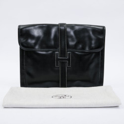 Pochette Jige GM HERMES cuir box noir Vintage