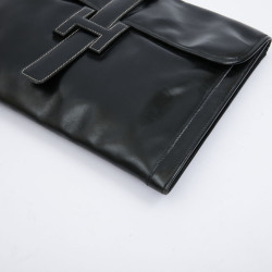 Pochette Jige GM HERMES cuir box noir Vintage