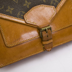 LOUIS VUITTON vintage satchel bag in brown monogram canvas and leather