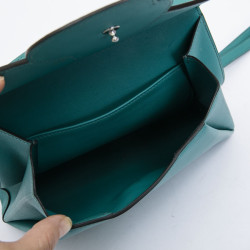 Sac HERMES Tutti frutti cuir bleu paon et vert menthe