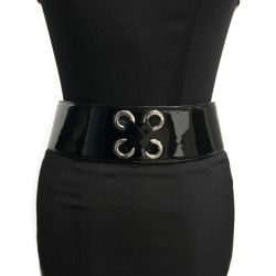 Ceinture T 85  ALEXANDER Mc QUEEN cuir verni noir