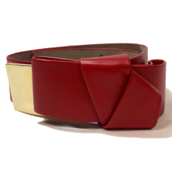 Ceinture T 70  ALEXANDER Mc QUEEN cuir rouge et noeud 