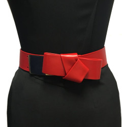 Ceinture T 70  ALEXANDER Mc QUEEN cuir rouge et noeud 