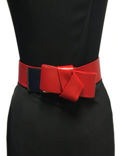 Ceinture T 70  ALEXENDER Mc QUEEN cuir rouge et noeud 