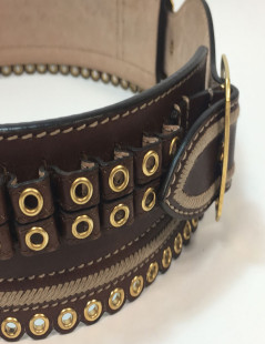 Ceinture T 75  ALEXENDER Mc QUEEN cuir marron "cartouchière"