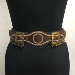 Ceinture T 75  ALEXENDER Mc QUEEN cuir marron "cartouchière"