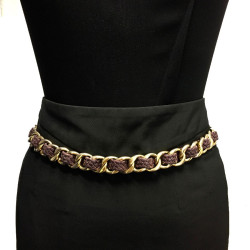 Ceinture CHANEL chaîne et cuir tressée Vintage