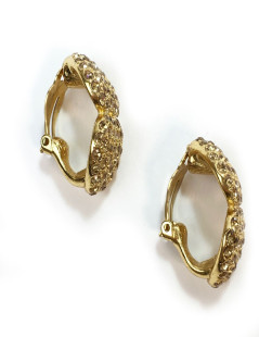 Boucles d'oreille clips YSL SAINT LAURENT Vintage dorés et strass