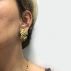 Boucles d'oreille clips YSL SAINT LAURENT Vintage dorés et strass