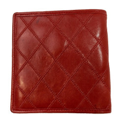 Porte monnaie CHANEL en cuir d'agneau matelassé rouge Vintage