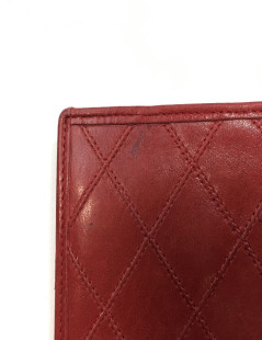 Porte monnaie CHANEL en cuir d'agneau matelassé rouge Vintage