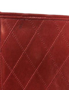 Porte monnaie CHANEL en cuir d'agneau matelassé rouge Vintage