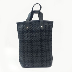 Mini sac HERMES cuir et tissu gris 