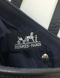 HERMES mini bag in black and charcoal fabric and leather