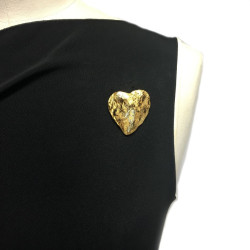 Broche coeur  YSL doré et noir