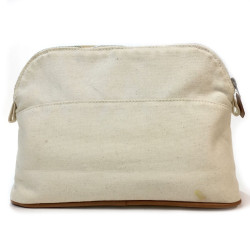 Trousse de toilette HERMES en toile beige PM