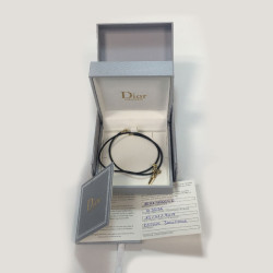 Collier DIOR lien noir et charm ciseau en or