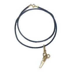 Collier DIOR lien noir et charm ciseau en or