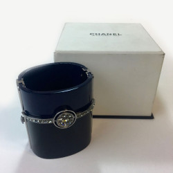 CHANEL blue and black cuff bracelet 