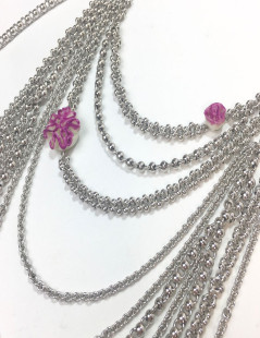 DIOR multi-row silver metal necklace