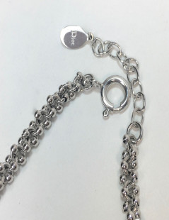 DIOR multi-row silver metal necklace