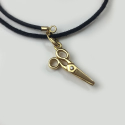 Collier DIOR lien noir et charm ciseau en or