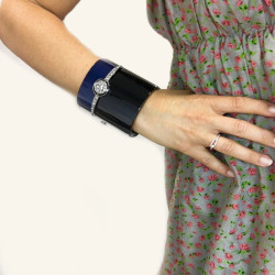 CHANEL blue and black cuff bracelet 