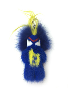 Bijou de sac FENDI Fendirumi Bug-Kun en vison bleu et jaune