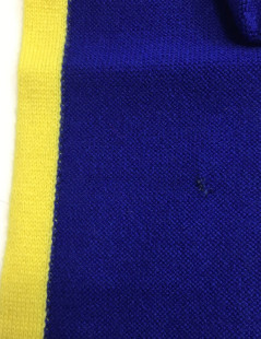 CHANEL blue cashmere with yellow trim shawl