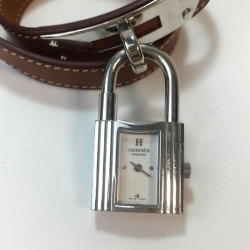 Montre cadenas HERMES  bracelet doubleveau barenia