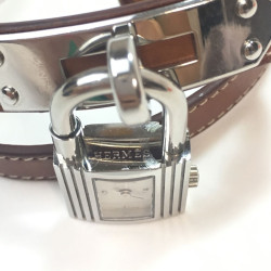 Montre cadenas HERMES  bracelet doubleveau barenia