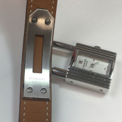 Montre cadenas HERMES  bracelet doubleveau barenia