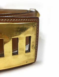 Ceinture T 70 HERMES CDC en cuir courchevel gold Vintage