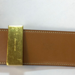 Ceinture T 70 HERMES CDC en cuir courchevel gold Vintage