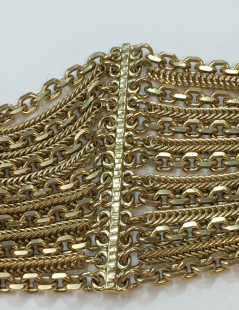 CHANEL vintage multi-chains belt in pale gold metal