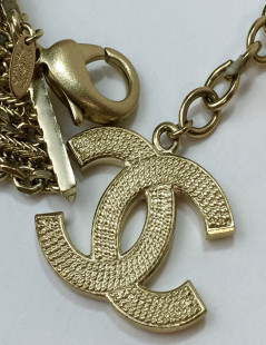 CHANEL vintage multi-chains belt in pale gold metal