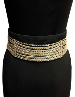 CHANEL vintage multi-chains belt in pale gold metal