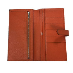 HERMES Bearn wallet in Potiron Mysore goat leather