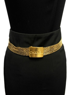 CHANEL vintage multi chains belt in gilt metal