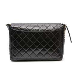 Sac Jumbo CHANEL cuir d'agneau matelassé noir Vintage