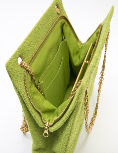 CHANEL vintage bag in anise green terry cloth