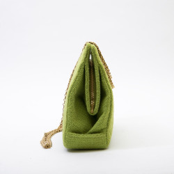 Sac CHANEL en tissu éponge vert anis Vintage